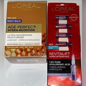 L’oreal age perfect night balm and revitalift hyaluronic acid mature skincare